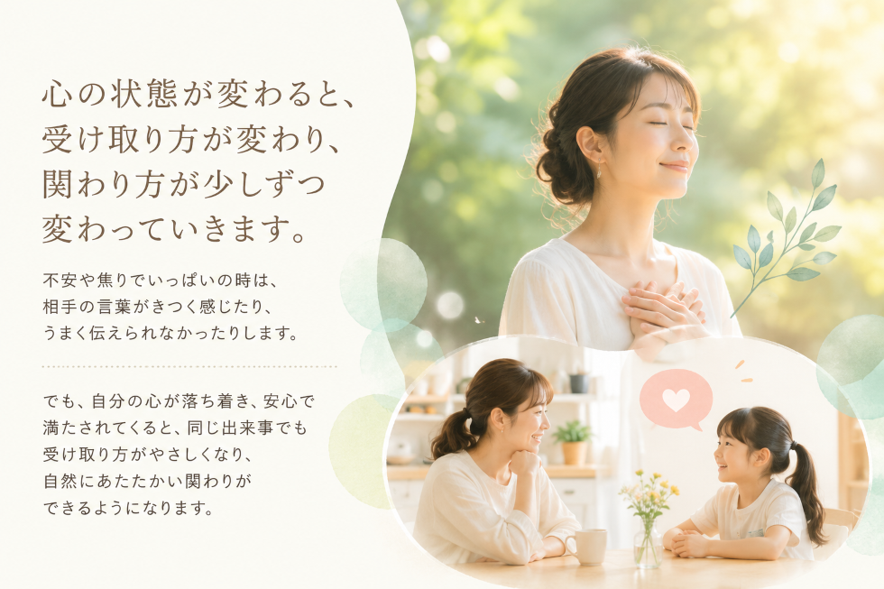 心の状態が変わると受け取り方や関わり方が変わるイメージ