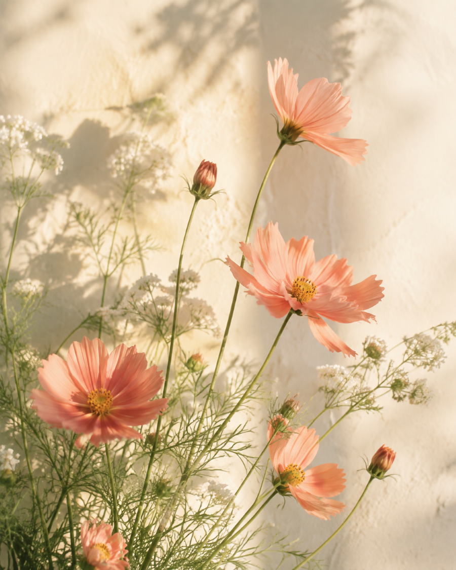 やわらかな光の中で咲く花
